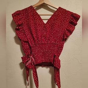 Red polkadot top